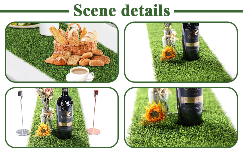 Kesfey Easter Grass Table Runner 12 x 108 Inch Artificial