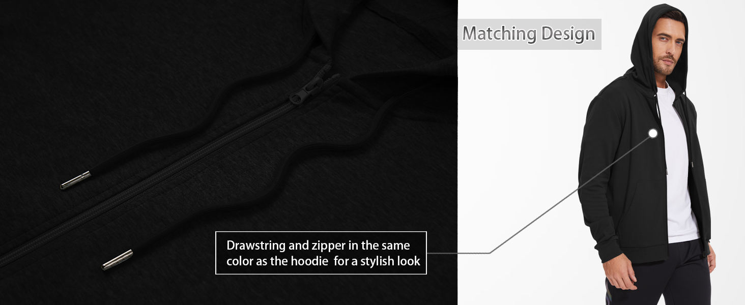 Lightweight Hoodie Men Zip Up Hooded Sweatshirt Thin Slim Fit Jacket