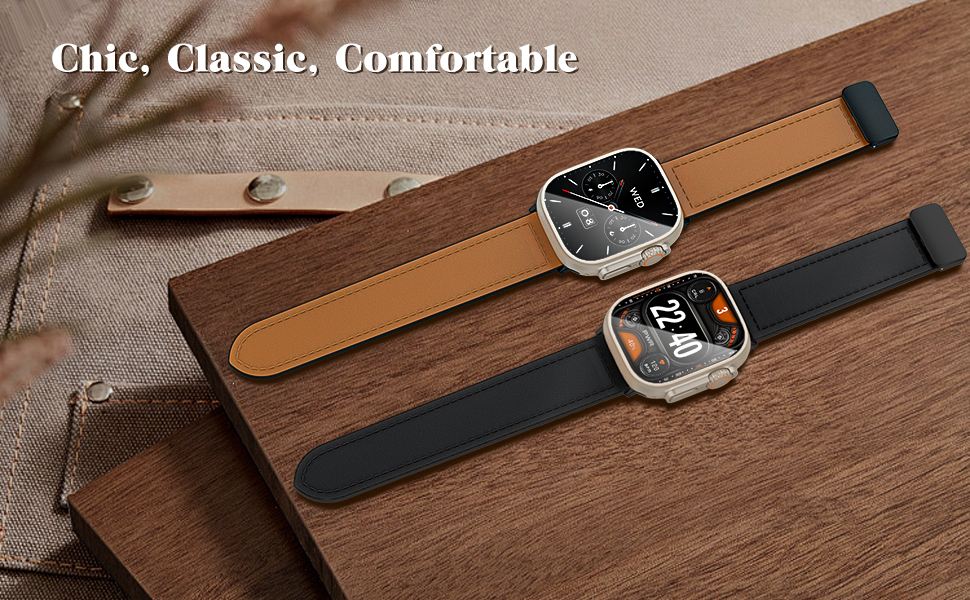 TiMOVO No Gap Leather Hybrid Silicone Band Compatible with Apple watch