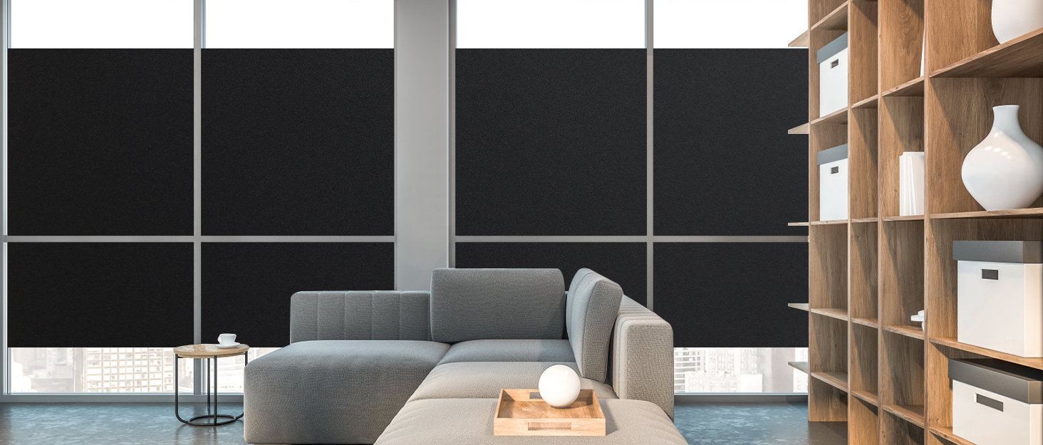 rabbitgoo Total Blackout Window Film Privacy Room Darkening Window Tint for Home