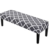 SearchI Dining Bench Cover, Stretch Washable Upholstered Bench Slipcover, Printed Bench Seat Prot...