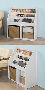 SoBuy Children Kids Bookcase Book Shelf Storage Display Rack Organizer Holder,KMB17-HG 23 KMB01-W