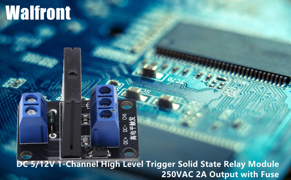 Solid State Relay Module, 1Channel DC 5/12V High Level Trigger Solid State Relay Module 250VAC