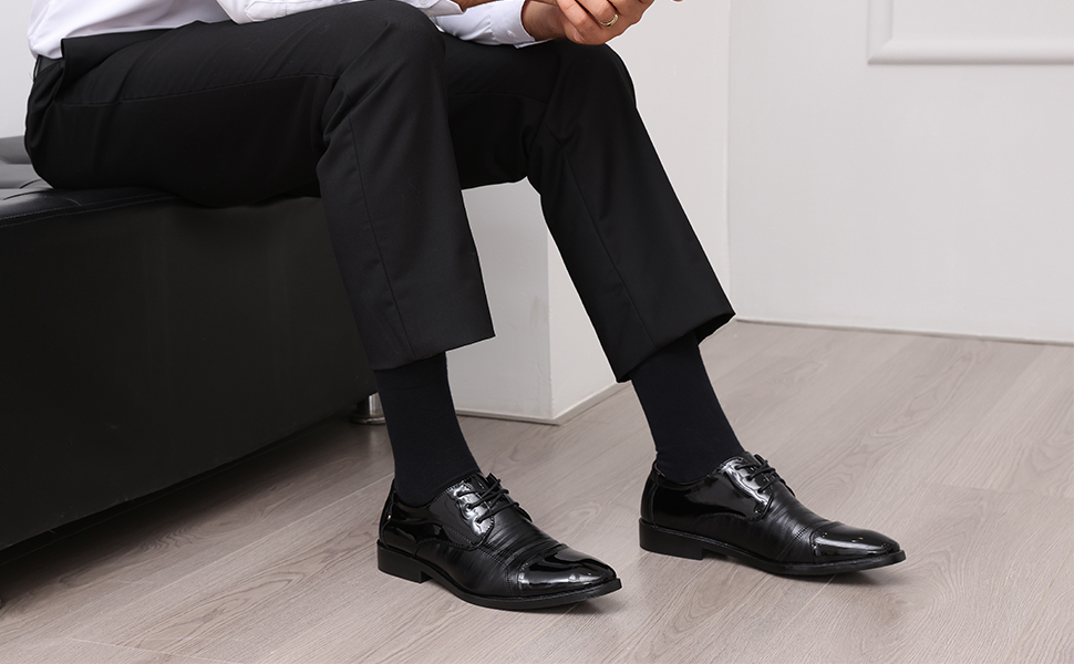 Men's Oxfords Formal Dress Shoes Leather Lace-ups Classic Business Shoes Non-Slip Brogues Shoes Office Wedding Loafers 18