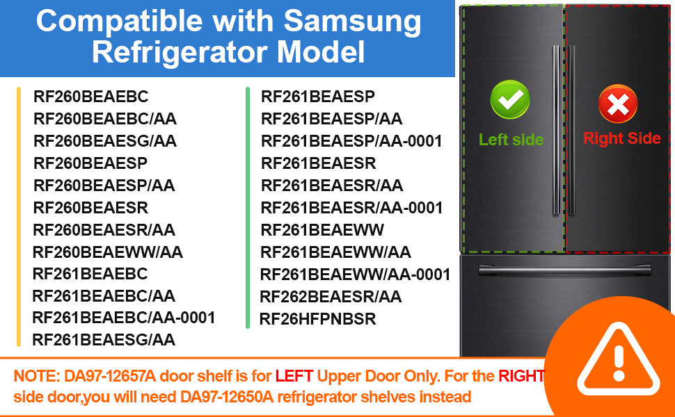 UPGRADED DA9712657A Refrigerator Door Shelf (LEFT) for Samsung