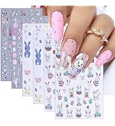 5D Embossed Easter Nail Art Stickers 3D Self-Adhesive Easter Colorful Cute Bunny Chicken Carrot S...