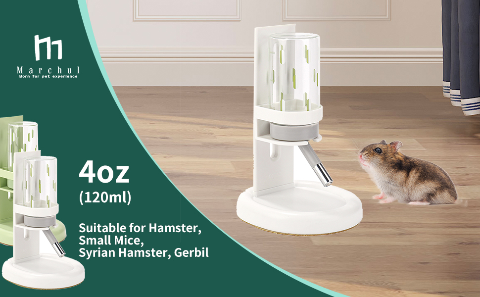 Marchul Hamster Water Bottle for Glass Tank, No Drip