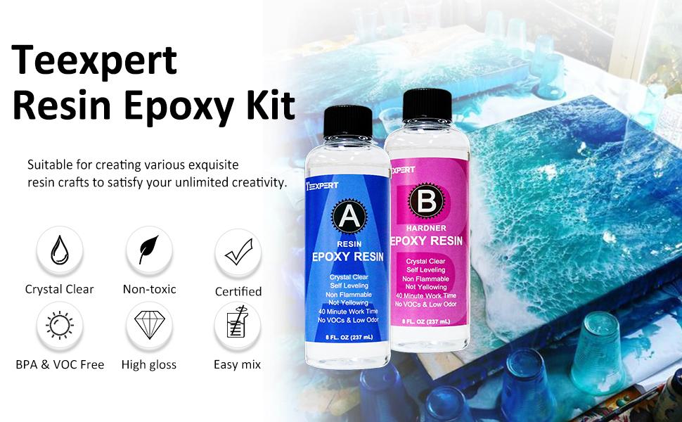 Teexpert Epoxy Resin 16oz Crystal Clear Resin Kit 11 Mixing by Volum Teexpert Resin