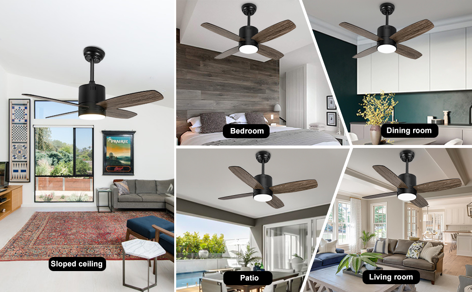 Ohniyou 38" Ceiling Fan with Lights and Remote, Small Outdoor Ceiling