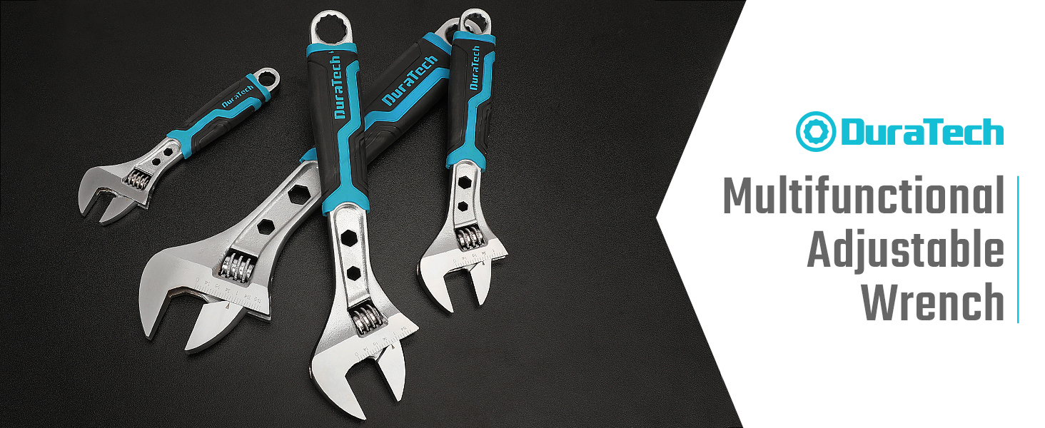 Adjustable Wrench Set 2-Piece 6-Inch And 10-Inch Wrenches Metric & SAE Scales Cushion Grip Wrench Cr-V Steel