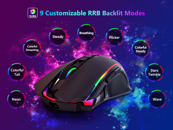 9 Customizable RRB Backlit Modes