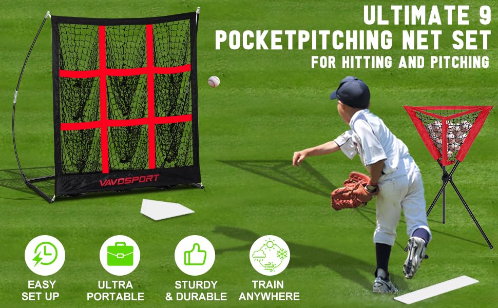 Amazon.com: VAVOSPORT 9-Square Pitching Target Net Set