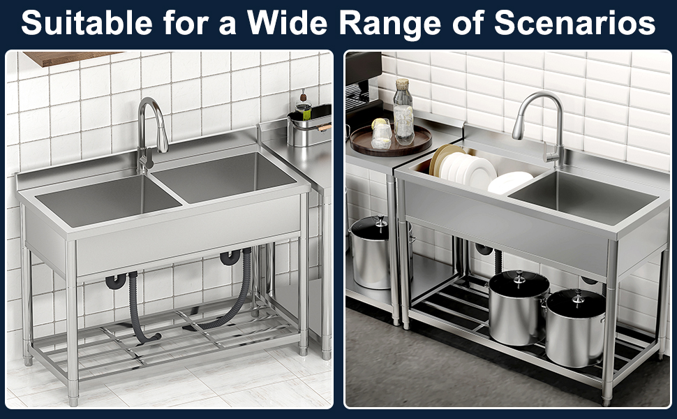 two compartment freestanding sink commercial kitchen sink stainless steel utility sink stainless