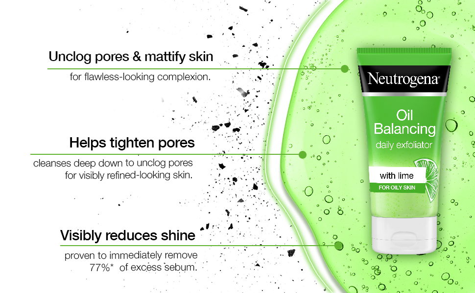 Neutrogena, Oil Balancing Daily Exfoliator, Lime & Aloe Vera, For Oily Skin, 150Ml Buy Online