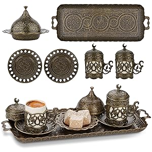 Antiqued Green Coffee Set, Cultural Gift, Special Box Packaging, Care Instructions, Memorable Gift