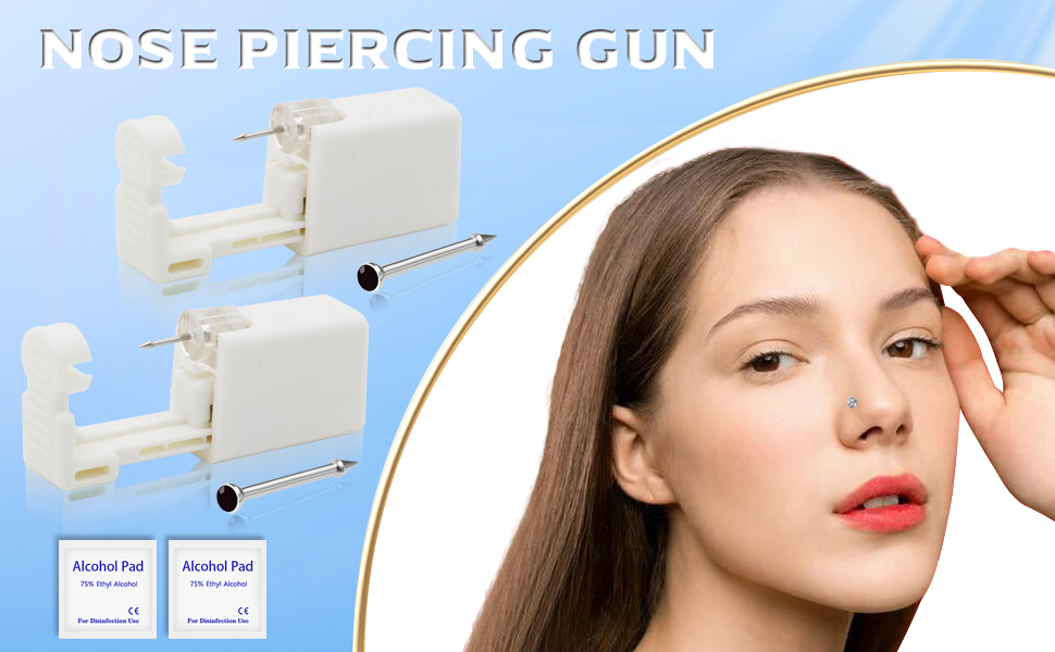 Nose Piercing Gun Yangna 2pcs Nose Piercing Gun Kit Disposable built