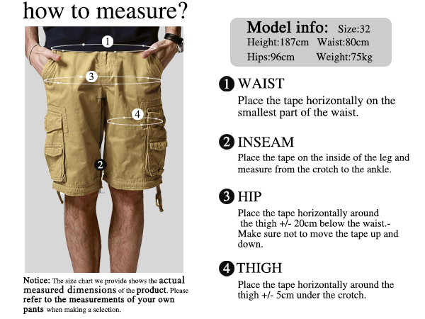 Match Men's Comfort Cargo Shorts (Label Size S/29 (US 28