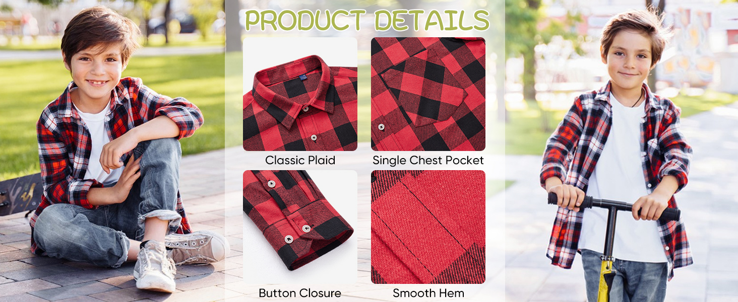 boys flannel shirts long sleeve