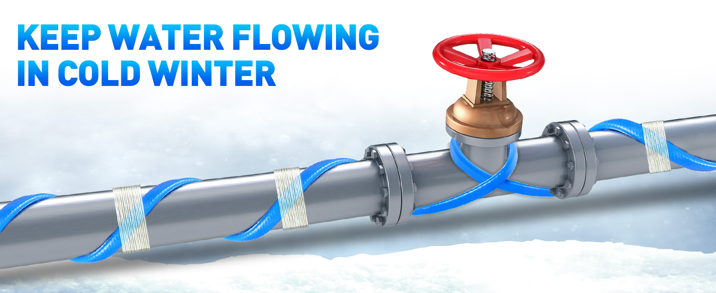 Boslla 24FT Heat Tape for Water Pipes Freeze Protection, SelfRegulating Water Pipe Heat Cable