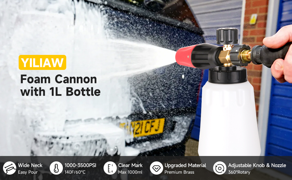 Yiliaw Snow Foam Cannon for Pressure Washer Big Mouth Soap