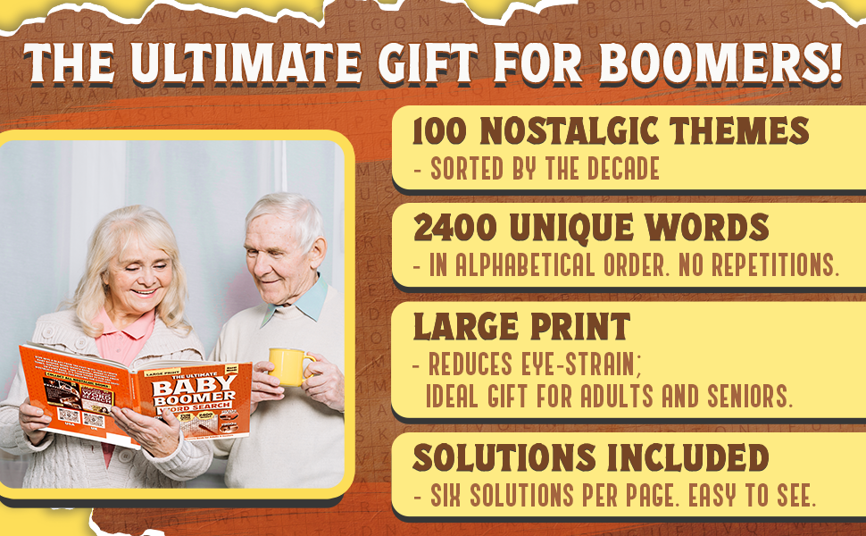 100 puzzles & 100 trivia. Enjoy remember when big letter word search for seniors; word search gifts