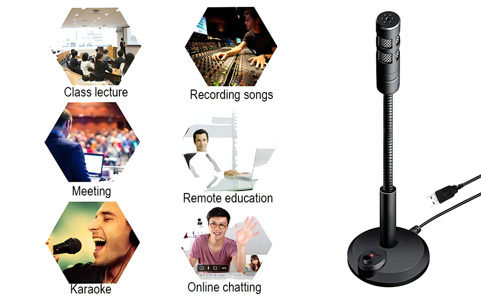 Blapsuro M309 USB Computer Microphone,Plug and Play Desktop PC Laptop Microphone with Mute Button