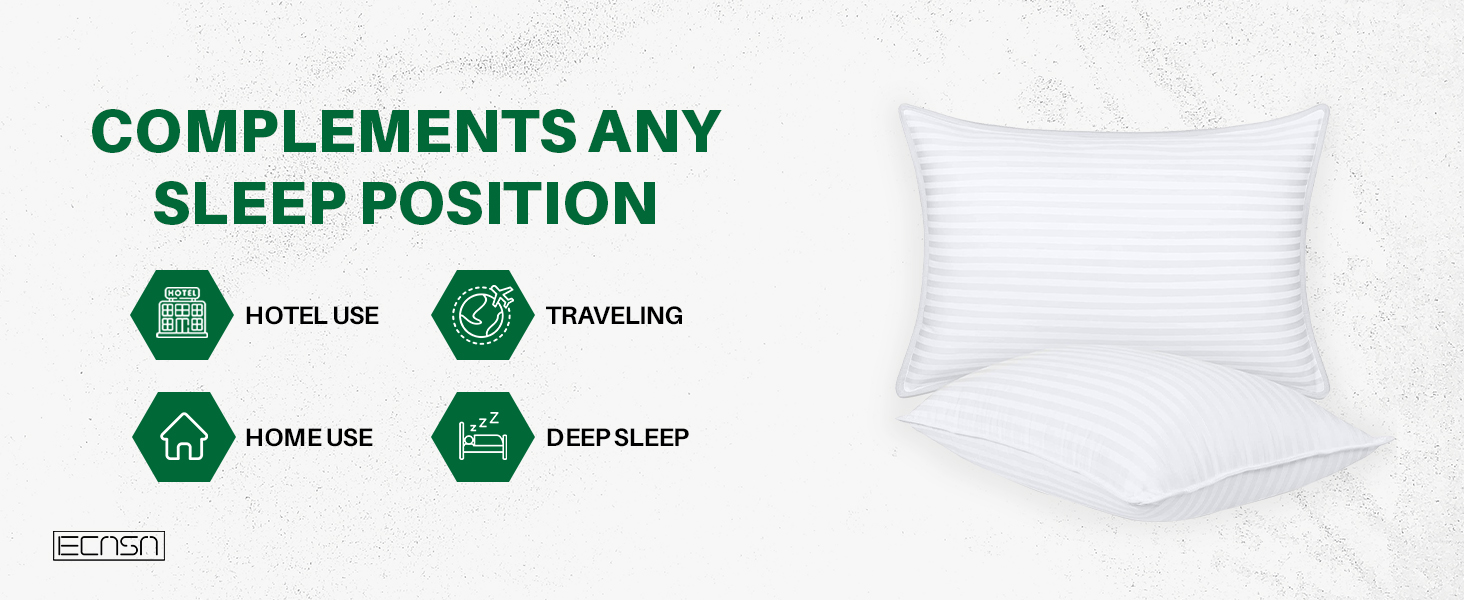 ECASA™ Polyfiber Bed Pillows for Sleeping 2 Pack Ultra Soft