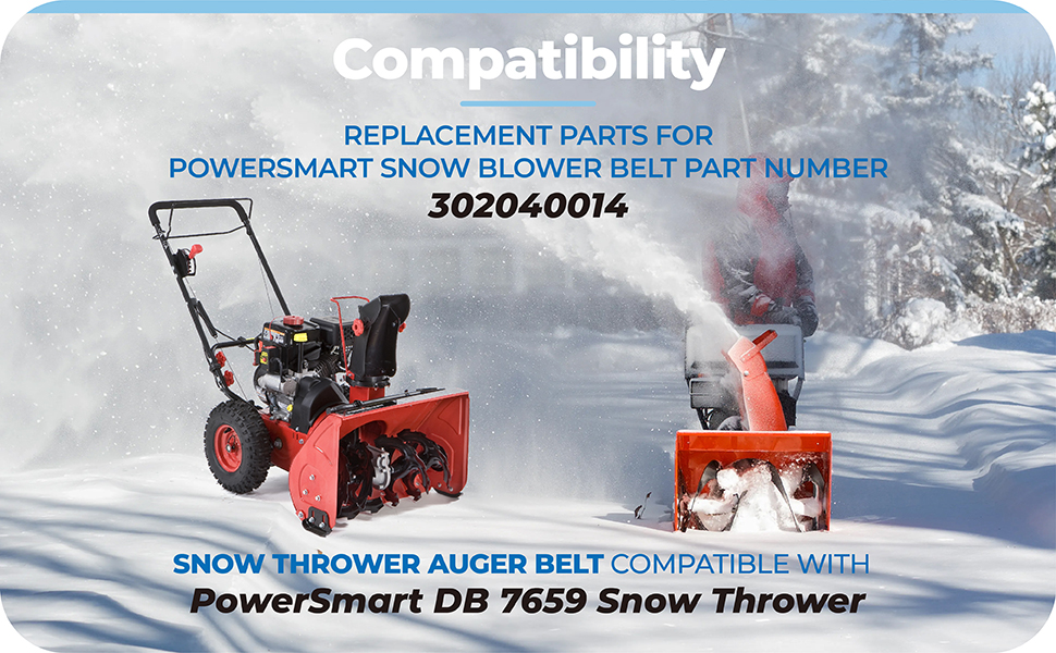 302040014 Snowblower Auger Belt, for Powersmart Snow