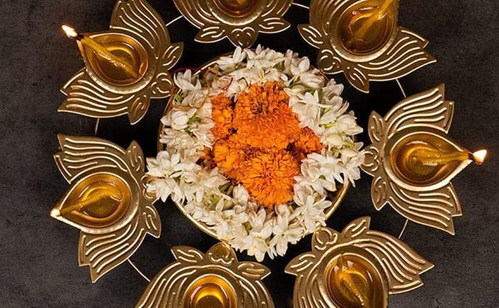 Diya with Floating flower