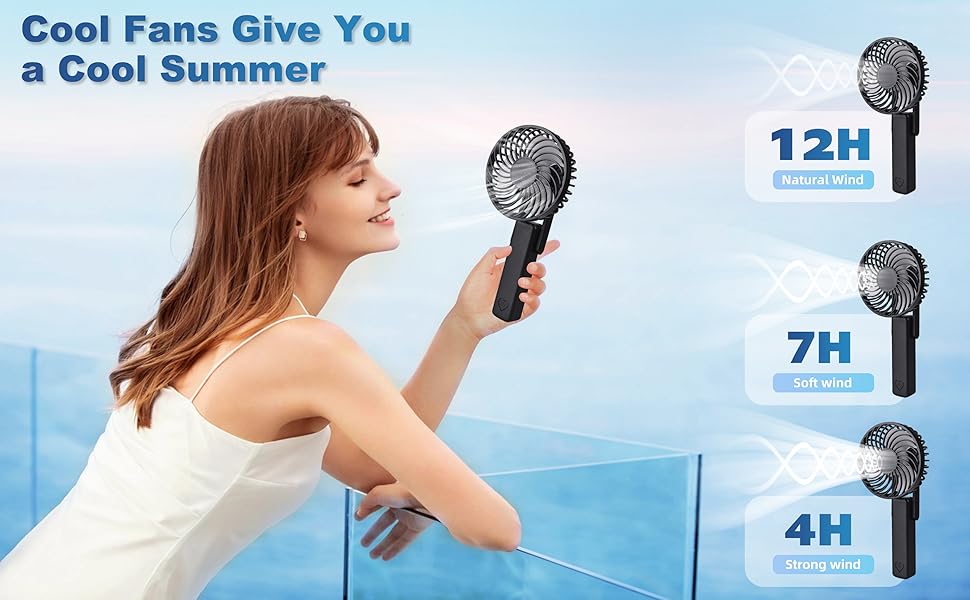 LinKecn Handheld Fan Battery Powered, Portable Fan Hand Held Foldable