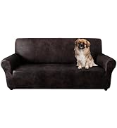 ANARACHON Sofa Cover, Couch Covers for Leather Couch, Stretch Sofa Covers with Leather-Like Textu...