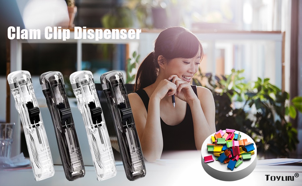 Toylin Upgraded Office Stapler, 2022 Portable Handheld Paper Clam Clip Dispenser