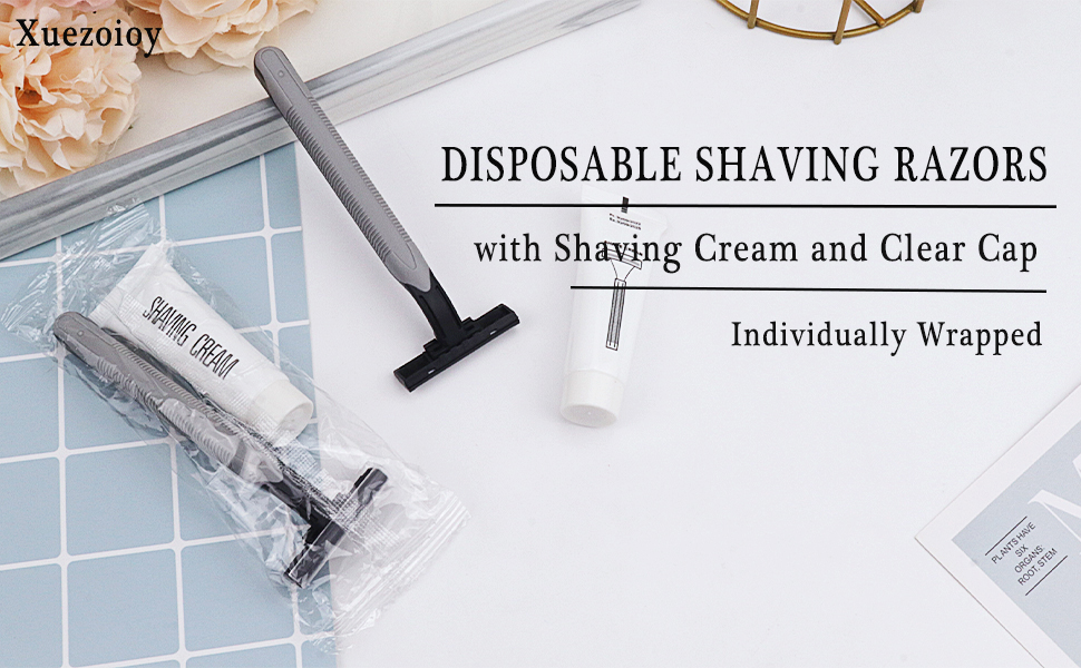 Disposable Shaving Razors with Shaving Cream and Clear Cap Set