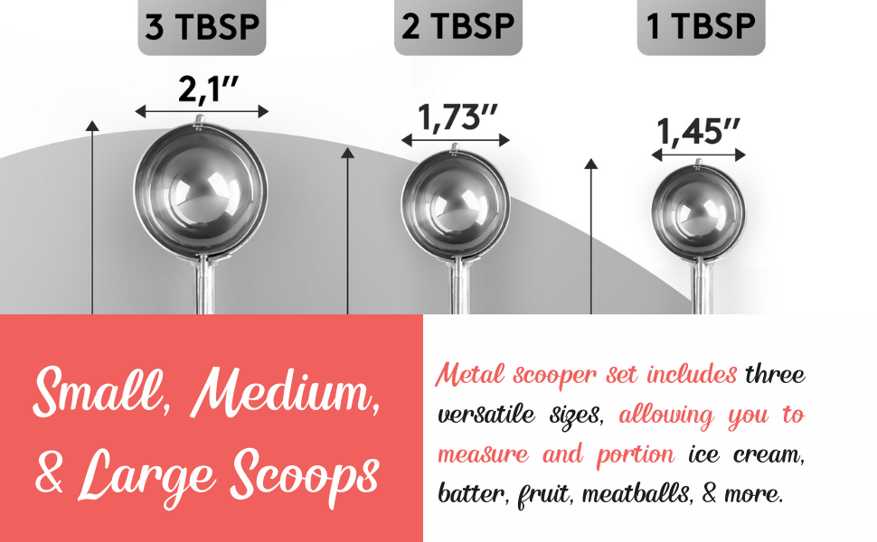 Ultra Durable Stainless Steel Cookie Scoops Set Versatile