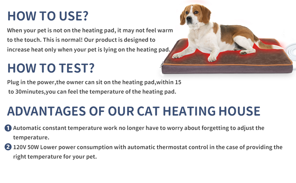 Outdoor Heated Pet Bed for Cats Dog in Winter with