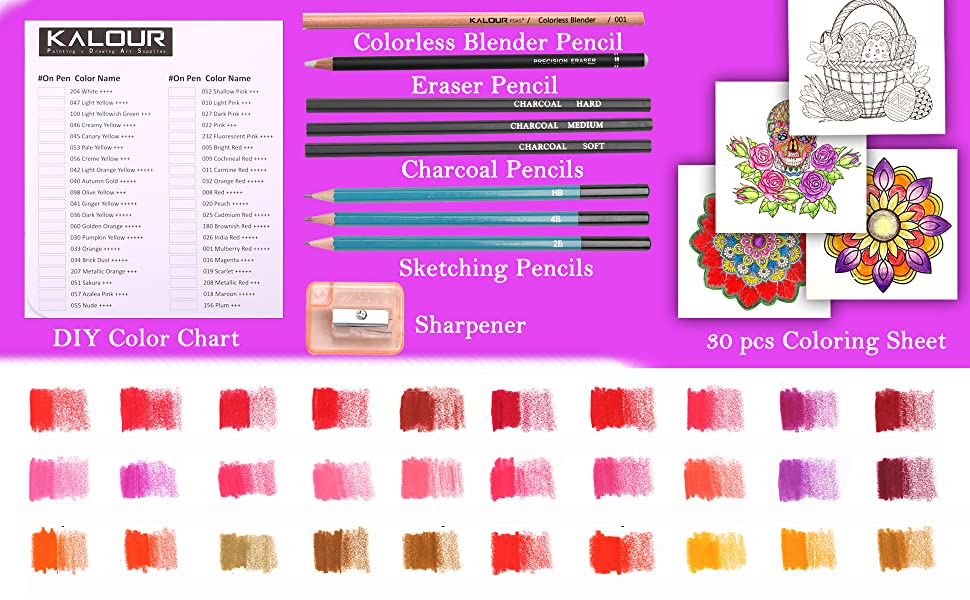 120 Colored Pencils Set,with Adult Coloring Book and Sketch Book,Artists Colorless Blender