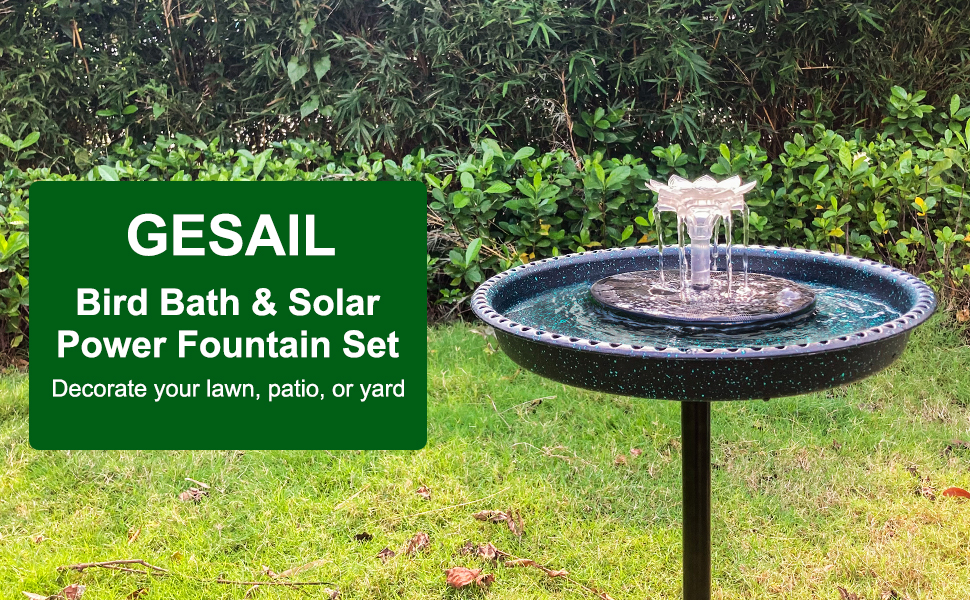 GESAIL Solar Bird Baths for Outdoors, Stylish Design with