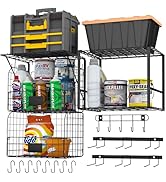 ALIESTFDNO Garage Shelves Wall Mount with Wire baskets, 8-IN-1 Heavy Duty Garage Wall Shelving wi...