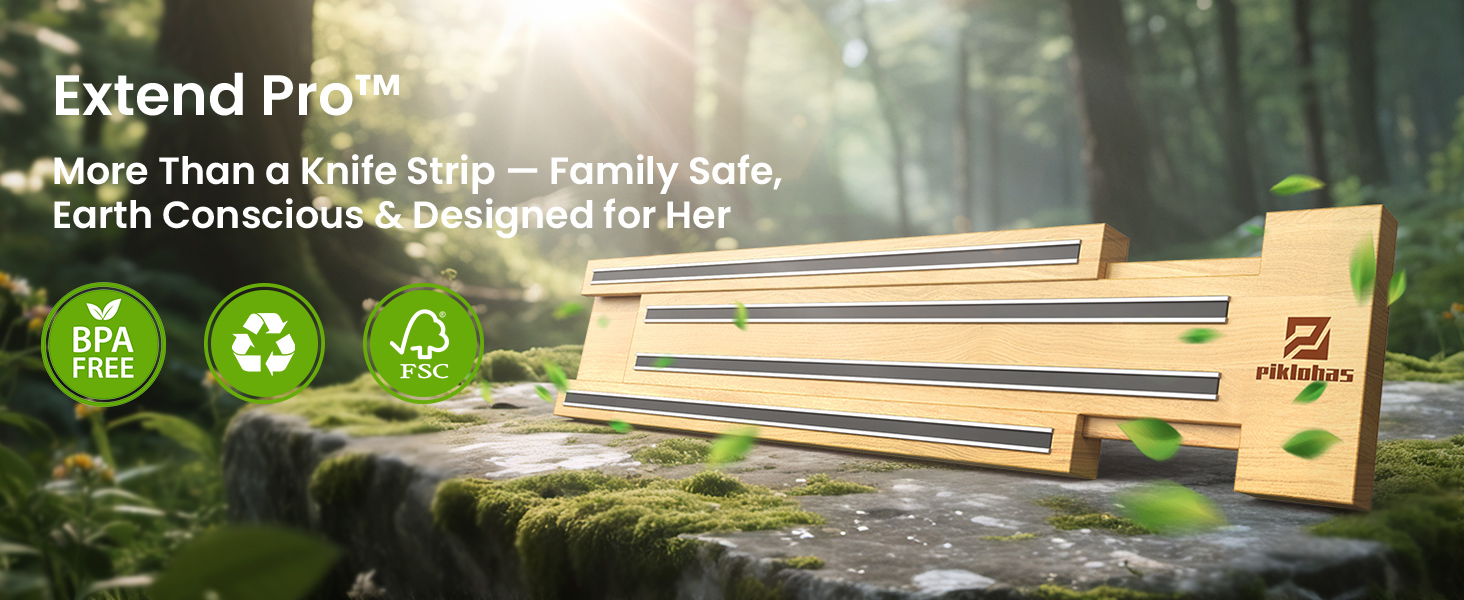 extendable magnetic knife strip family safe fsc home kitchen RVs Backsplash garage workshops