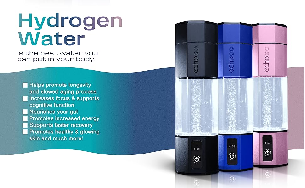 Echo Go+ Hydrogen Water Bottle Water Ionizer Up to 4.5PPM
