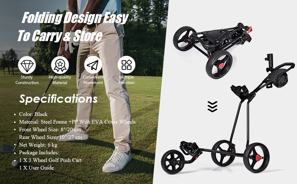 Costway 3 Wheel Golf Push Cart