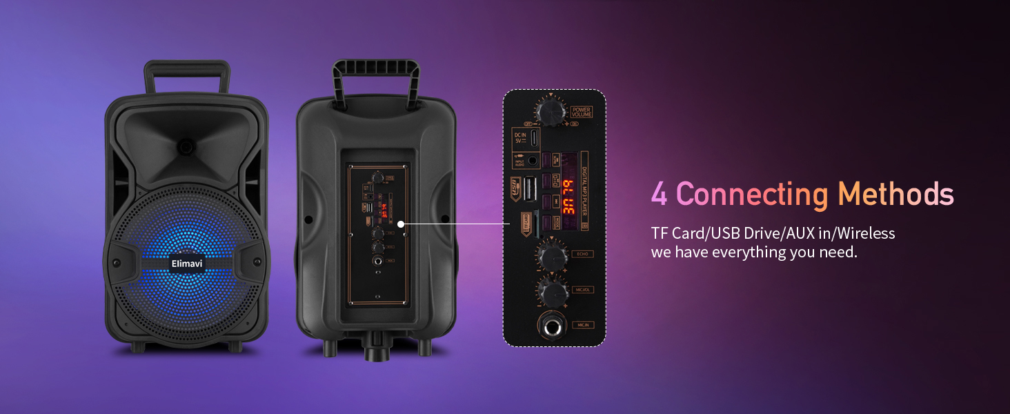 4 Connecting Methods TF Card/USB Drive/AUXin/Wireless we have everything you need.