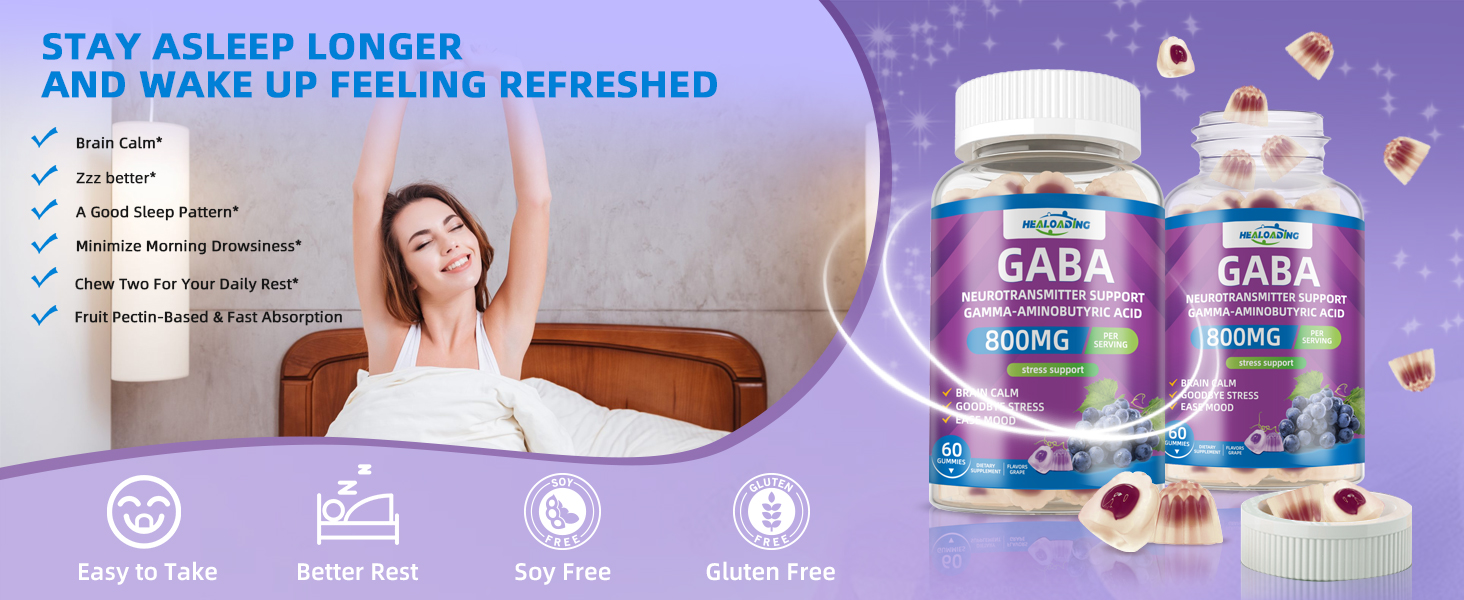 Amazon.com: HEALOADING GABA Gummies Supplements for Adult Sleep: Calm - Can You Take Gaba And L Theanine Together