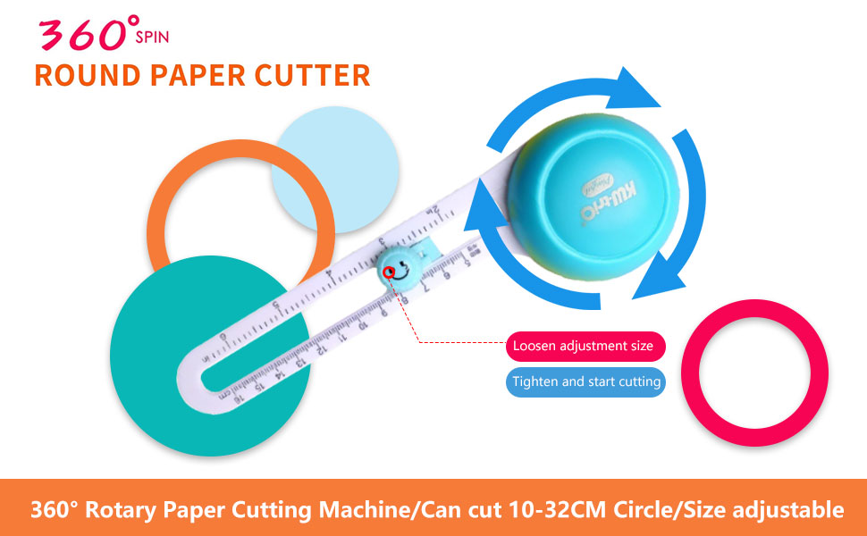 mumisuto Circle Paper Cutter, Rotary Circular Cutter with 3 Blades, Circle Paper Trimmer Compass