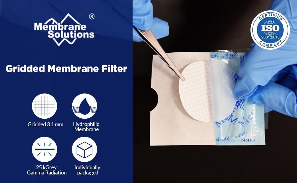 100 x MCE Membrane Filter, Membrane Solutions Lab Supply Sterile MCE Gridded Membrane Filter