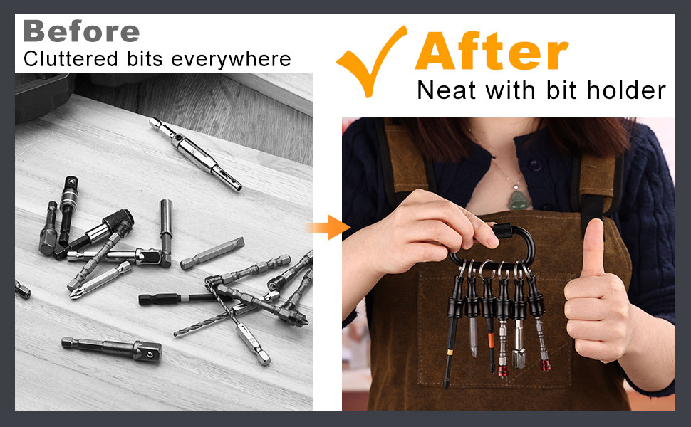 Valkynos 6Pcs Bit Holder Mens Gifts, 1/4 Quick Release Bit Holder, Drill Bit Holder Key Chain