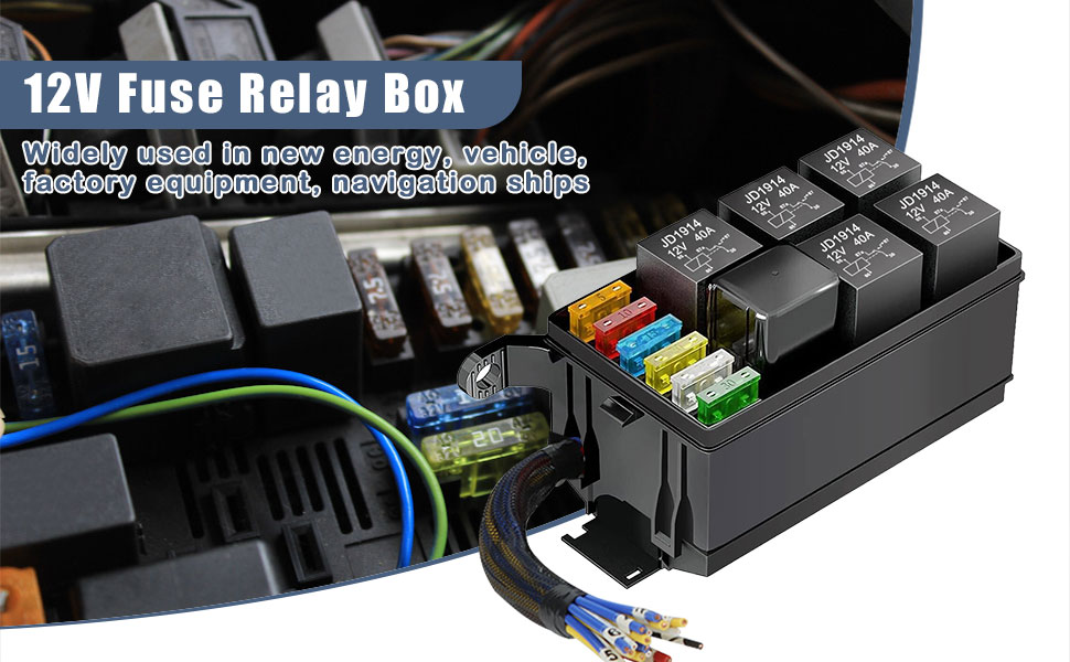 12V Fuse Relay Box Automotive Prewired Fuse Relay Block