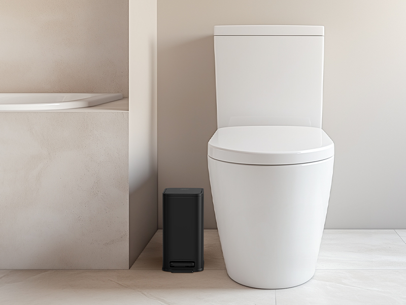 Cesun Black Bathroom Trash Can, 1.3 Gallon Small Garbage