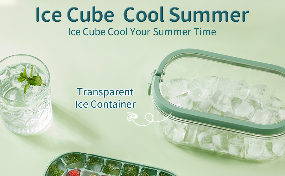 TOYESS Ice Cube Tray Set With NoSpill Removable Lid and Bin for