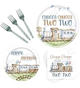 Chugga Chugga Two Two Party Decorations - Yoyuspy 96PCS 2nd Train Party Tableware Decoration Pape...